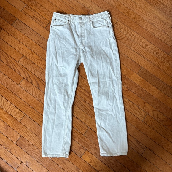Agolde Riley Straight High Rise White Jeans - Picture 3 of 9